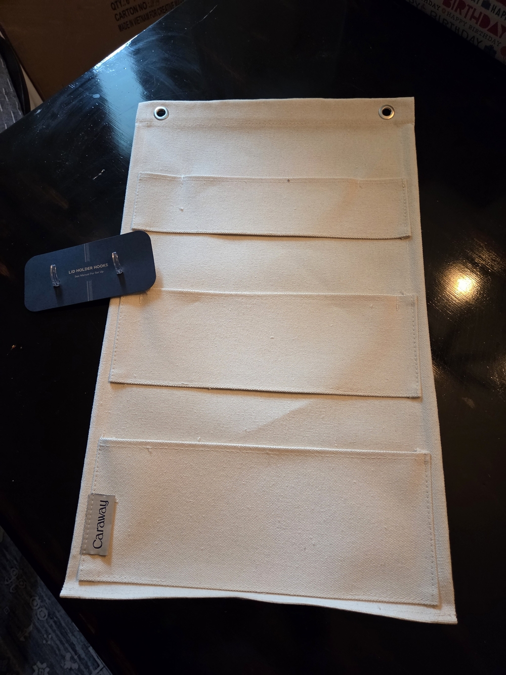 Caraway Canvas Wall Pocket Organizer — Cream